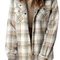 Gray Plaid Pattern Sherpa Lined Hooded Shacket