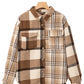 Light French Beige Flannel Plaid Double Flap Pocket Shacket