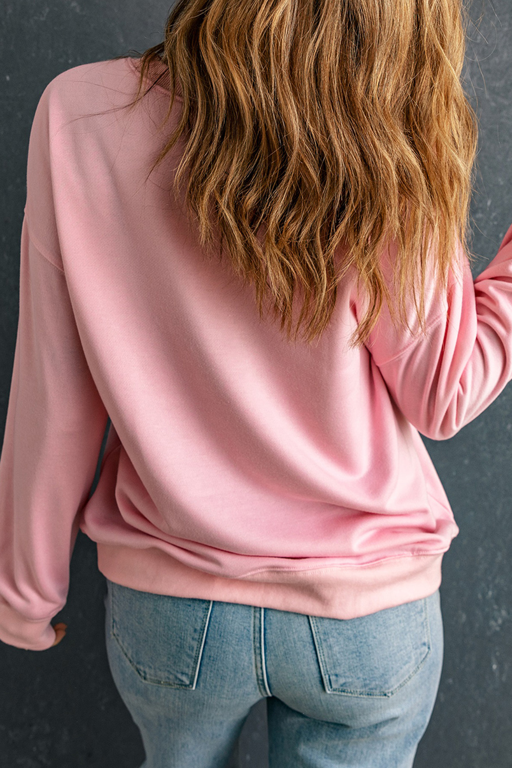 Pink Fancy Checkered Father Christmas Graphic Sweatshirt