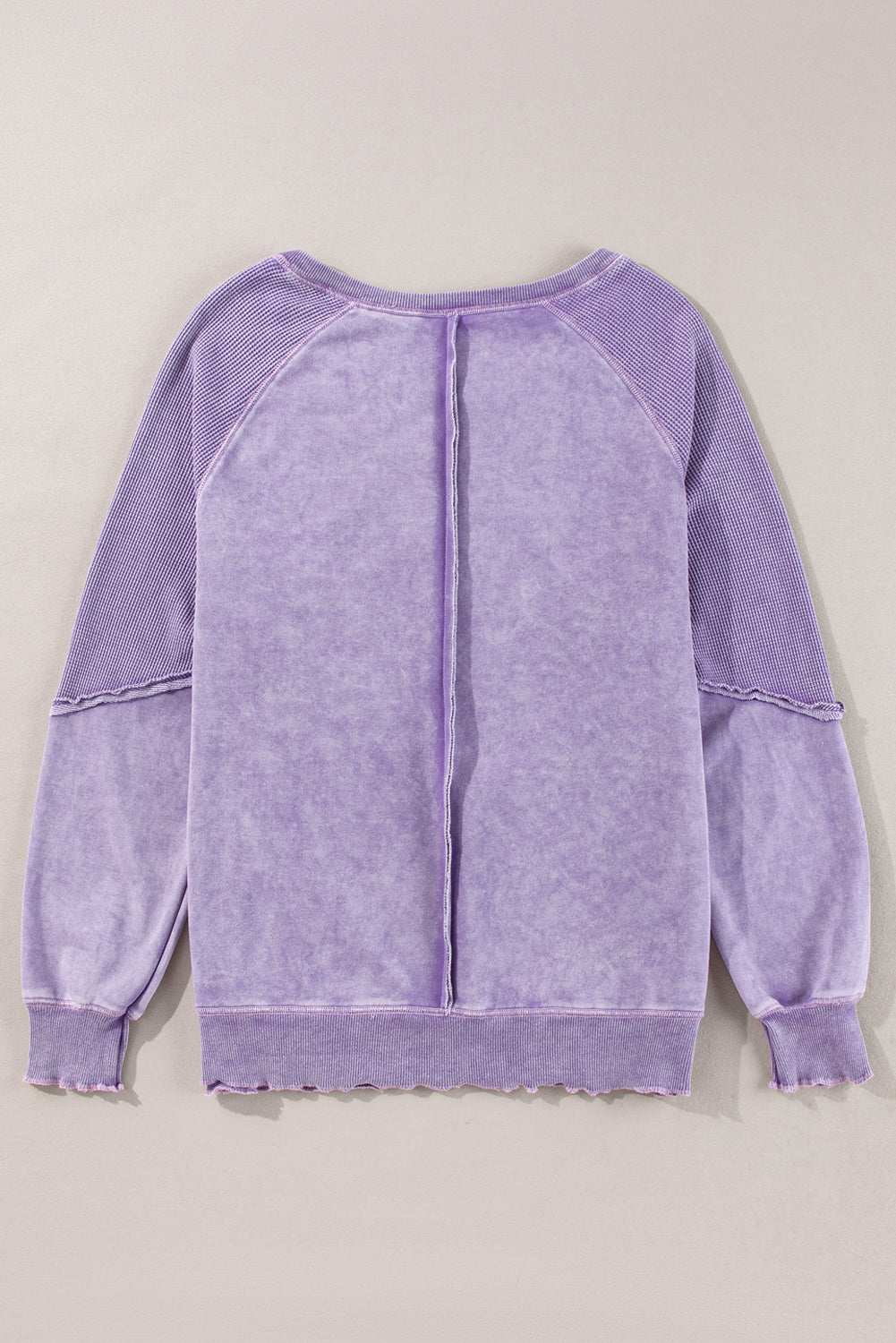 Orchid Petal Mardi Gras Patched Pattern Waffle Patchwork Sweatshirt