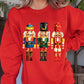 Red Christmas Metallic Nutcracker Graphic Crew Neck Sweatshirt