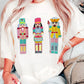 White Chenille Nutcracker Doll Graphic Christmas Fashion Tee