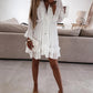 Lace Trim Ruffle Hem Plunge Chiffon A Line Dress