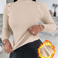 High Neck Knit Sweater Fleece Lined Front Button Basic Layering Soft Thermal Top