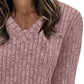 V Neck Long Sleeve Shirts Casual Lightweight Tunic Sweaters