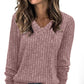 V Neck Long Sleeve Shirts Casual Lightweight Tunic Sweaters