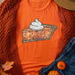 Orange Pumpkin Pie Graphic Cuffed Sleeve Crew Neck Tee