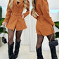 Notched Collar Puff Sleeve 2 in 1 Blazer Romper With Detachable Belt