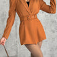 Notched Collar Puff Sleeve 2 in 1 Blazer Romper With Detachable Belt