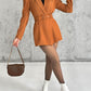 Notched Collar Puff Sleeve 2 in 1 Blazer Romper With Detachable Belt