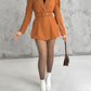 Notched Collar Puff Sleeve 2 in 1 Blazer Romper With Detachable Belt