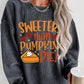 Gray Sweeter Than Pumpkin Pie Graphic Thanksgiving Corded Sweatshirt