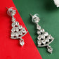 Silvery Diamond Christmas Tree Studded Dangle Earrings