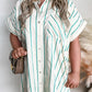 Green Stripe Plus Size St Patricks Day Short Sleeve Buttoned Shirt Dress