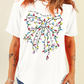 White Colored Light Bowknot Graphic Crewneck T Shirt