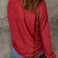 Red Solid Color Patchwork Long Sleeve Top