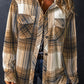 Multicolour Plaid Print Flap Pocket Button Up Shacket