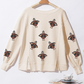 White Thanksgiving Turkey Waffle Oversized Knit Top