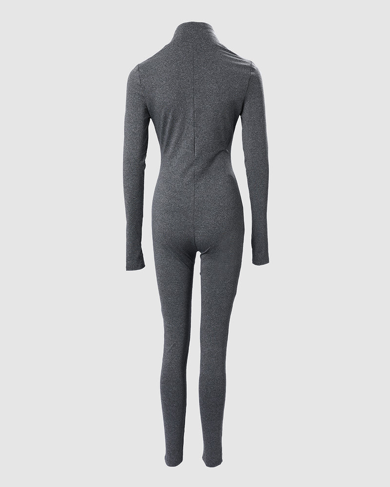 Long Sleeve Zipper Front Jumpsuit