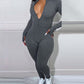 Long Sleeve Zipper Front Jumpsuit