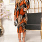 2 Piece Leopard Print Mock Neck Long Sleeve Mid Calf Dress Sheer Mesh Party Dress with Short Pants