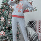 Light Grey Christmas Striped Contrast Two Piece Lounge Set