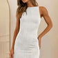 White Textured Wavy Sleeveless Bodycon Mini Dress