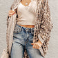 Khaki Leopard Print Batwing Sleeve Loose Tunic Cardigan