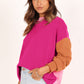 Bonbon Three Tone Contrast Round Neck Loose Sweater