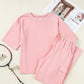 Apricot Pink Half Sleeve T-Shirt & Cargo Sweatpants Set