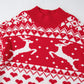 Fiery Red Merry Christmas Reindeer Heart Pattern High Neck Sweater