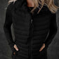 Black Plush Collared Quilted Zipped Puffer Vest