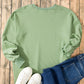 Smoke Green Solid O Neck High Low Hem Pullover Sweatshirt