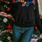 Black Holly Jolly Round Neck Casual Sweater