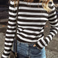 Black Stripe Slim Fit High Neck Knit Sweater