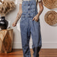 Sail Blue Denim Bib Straight Leg Jumpsuit with Pockets