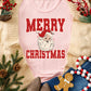 Pink MERRY CHRISTMAS Santa Claus Printed T Shirt