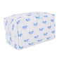 Sky Blue Bow Knot Quilted Zipper Makeup Bag