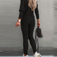 2PCS Long Sleeve Top & High Waist Drawstring Pants Set