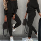 2PCS Long Sleeve Top & High Waist Drawstring Pants Set