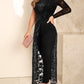 One Shoulder Lace Patch Asymmetrical Hem Jumpsuit