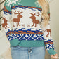 Canton Christmas Reindeer Snowflake Colorblock Turtleneck Sweater