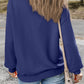 Navy Blue Plain Drop Shoulder Crewneck Pullover Sweatshirt