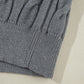 Medium Grey Color Contrast Ribbed Edge Cable Knit V Neck Sweater