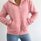 Zip Up Kangaroo Pocket Design Fleece Lined Thermal Hoodie