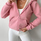 Zip Up Kangaroo Pocket Design Fleece Lined Thermal Hoodie