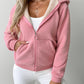 Zip Up Kangaroo Pocket Design Fleece Lined Thermal Hoodie