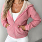 Zip Up Kangaroo Pocket Design Fleece Lined Thermal Hoodie