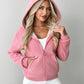 Zip Up Kangaroo Pocket Design Fleece Lined Thermal Hoodie