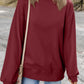 Burgundy Plain Drop Shoulder Crewneck Pullover Sweatshirt